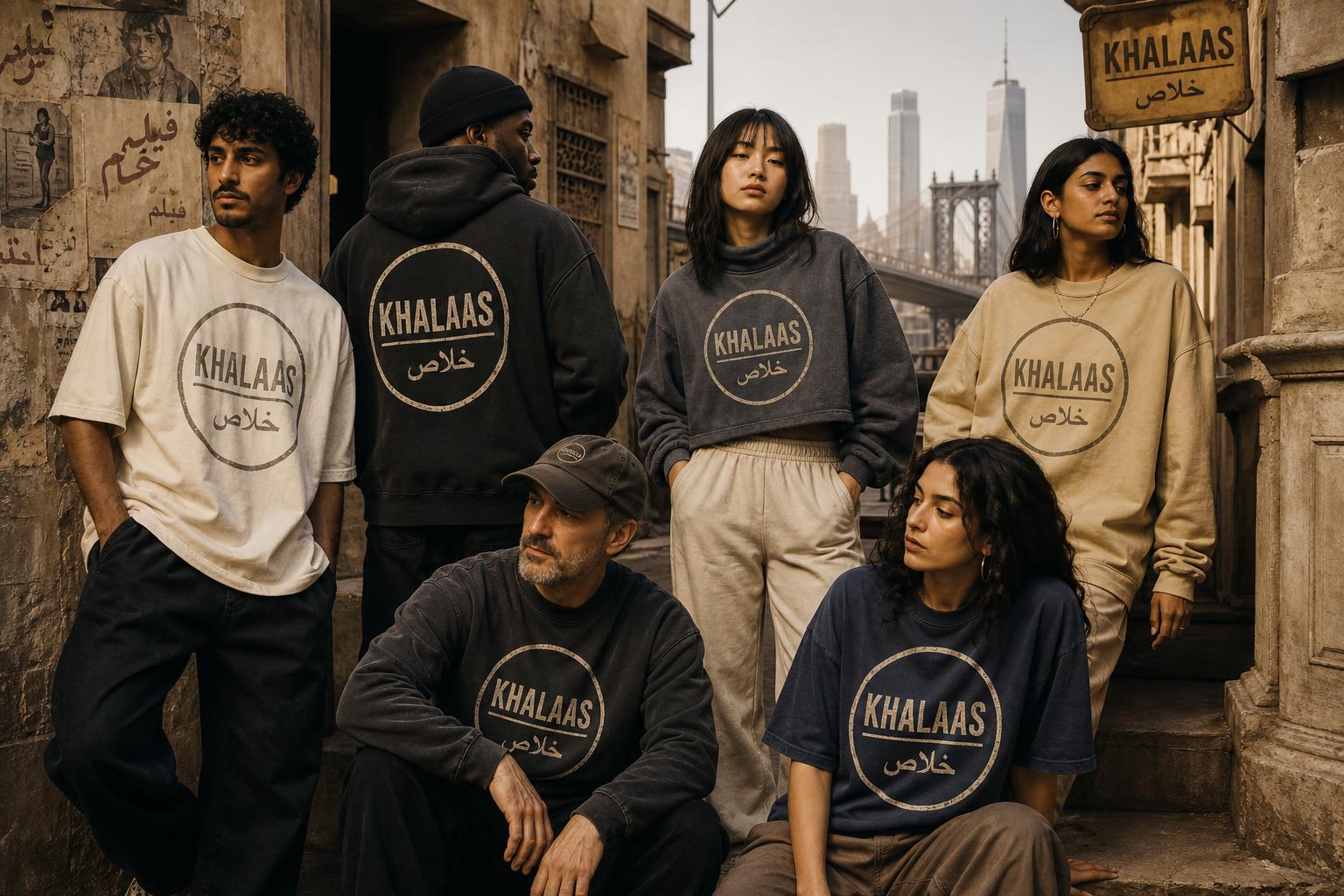 The Khalaas cast — multi-generational, multicultural, all wearing the stamp